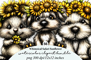 whimsical safari sunflower clipart, an Illustration by GatewayDesign (Thumbnail 1 of 9)