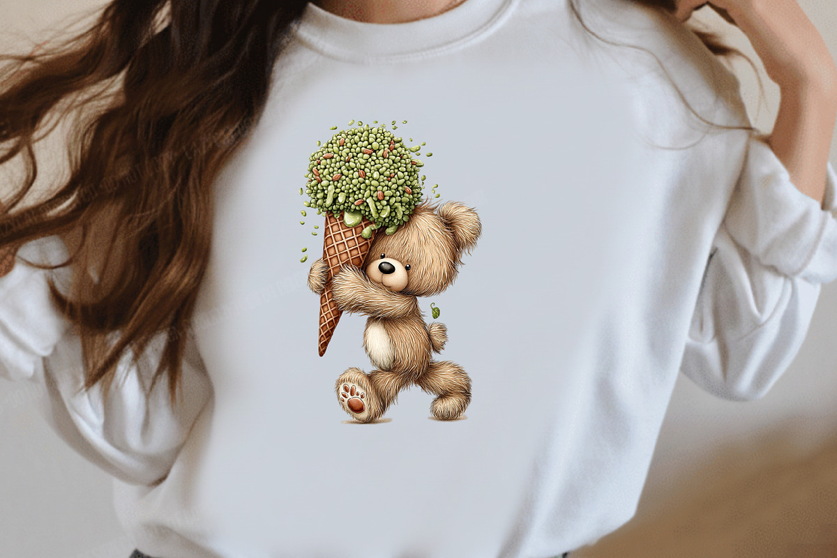 Summer Ice Cream Teddy Bear Clipart, a Seasonal Illustration by Designworld (Photo 8 of 10)