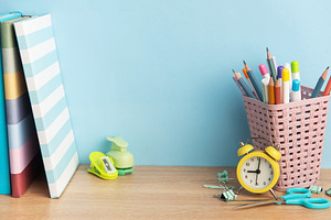 Back to school stationerystudy supplies on desk, a School & Education Photo by Olena Rudo