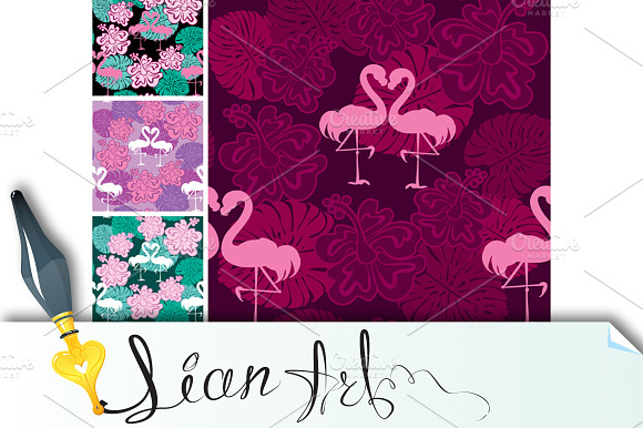 Seamless Patterns With Flamingos
