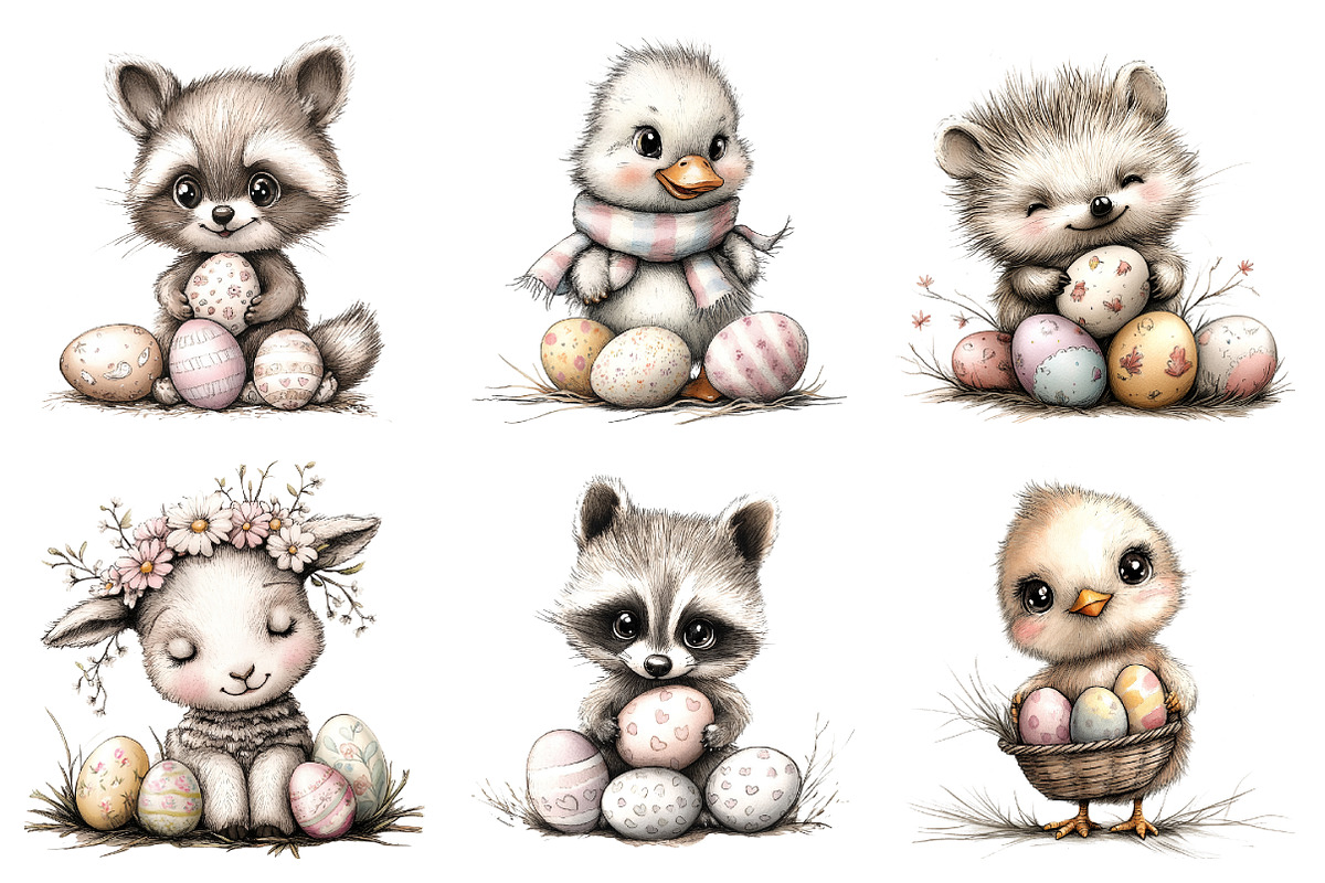 Happy Easter Animal Clipart, an Illustration by Design Market (Photo 3 of 5)