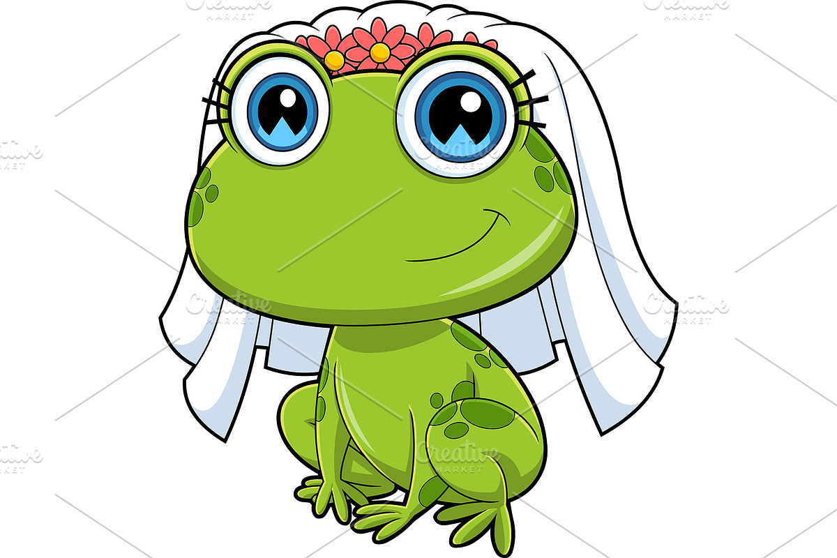 Cute Female Bride Frog, an Illustration by HitToon
