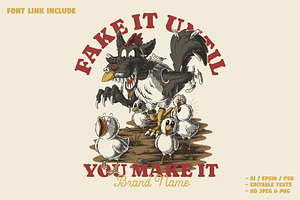 Wolf Mascot Disguised as a Chicken, a Branding & Logo Template by Judsart