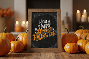 Halloween Themed Wooden Frame Mockup, a Product Mockup by Designer Dude