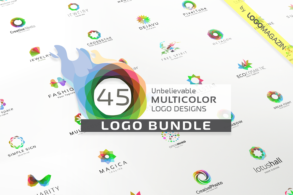 45 Multicolor Logos Bundle, a Branding & Logo Template by LogoBuy (Photo 1 of 25)