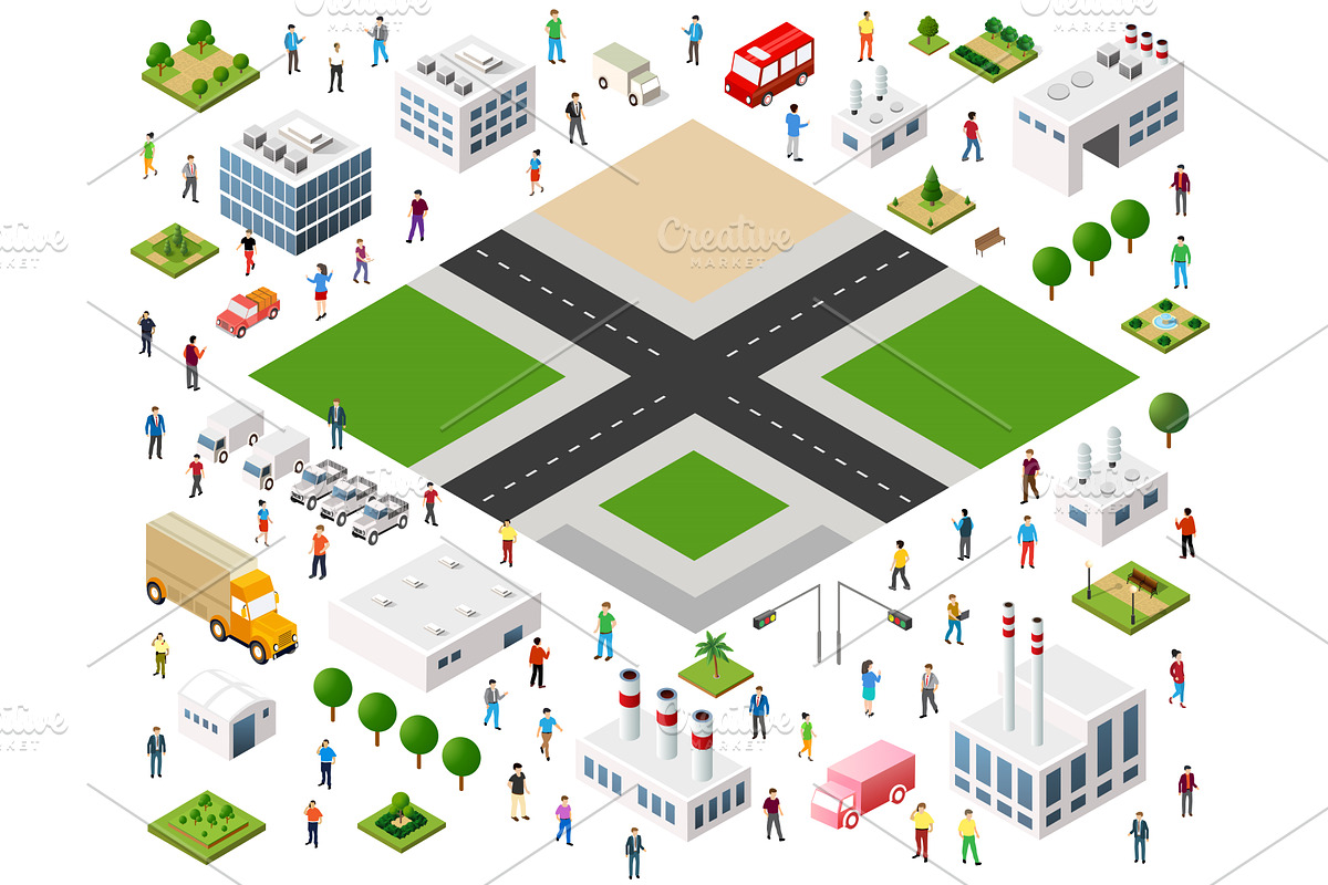 Urban landscape planning with, an Object Illustration by AlexZeL