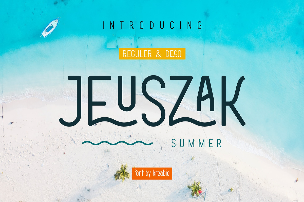 JEUSZAK FONT, a Sans Serif Font by Kreabie (Photo 1 of 8)