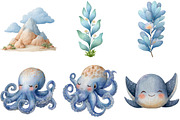 Undersea watercolor clipart, an Illustration by Sublimation Artist (Thumbnail 6 of 7)