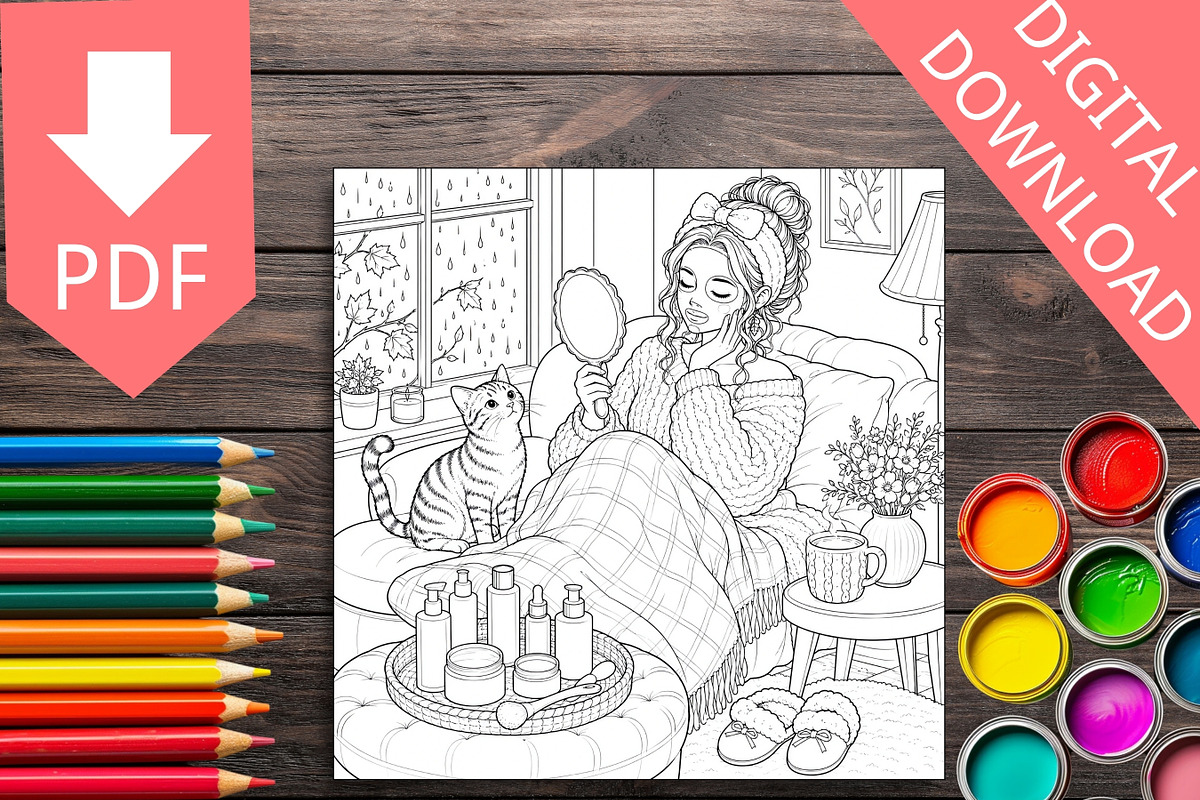 Cozy Fall Coloring Pages Bundle, a Brochure Template by LA Design (Photo 5 of 10)