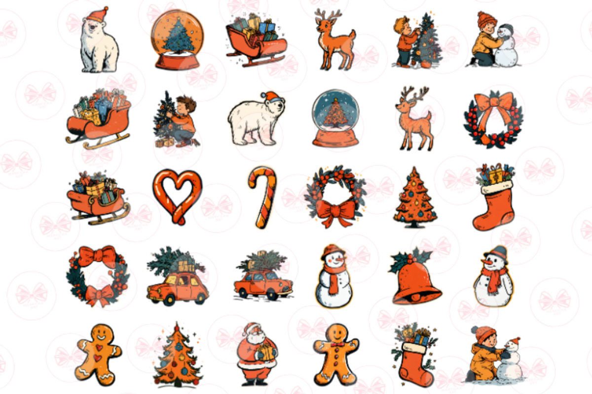 Retro Christmas Clipart, a Graphic by Markicha Art (Photo 2 of 5)