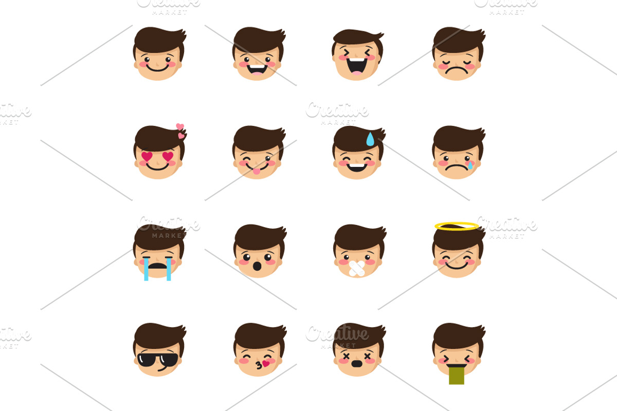 Little Cartoons. Boy&Girl Emoticons, a Person Illustration by Trapezoid (Photo 2 of 3)