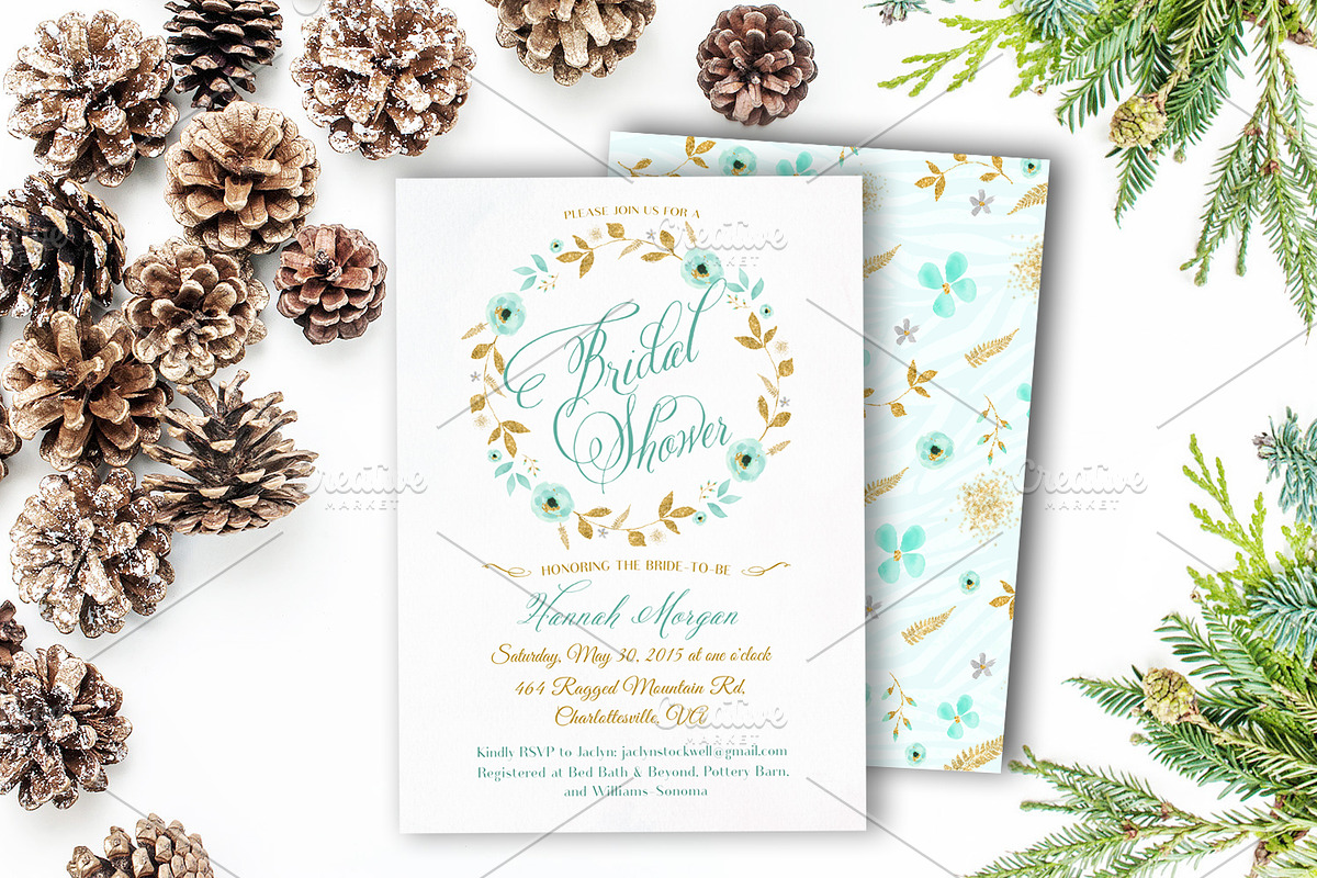 Mint & Gold -  flower clipart, an Illustration by DigitalCloud (Photo 6 of 6)