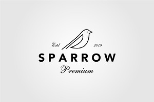 Sparrow Bird Logo Hipster Vintage