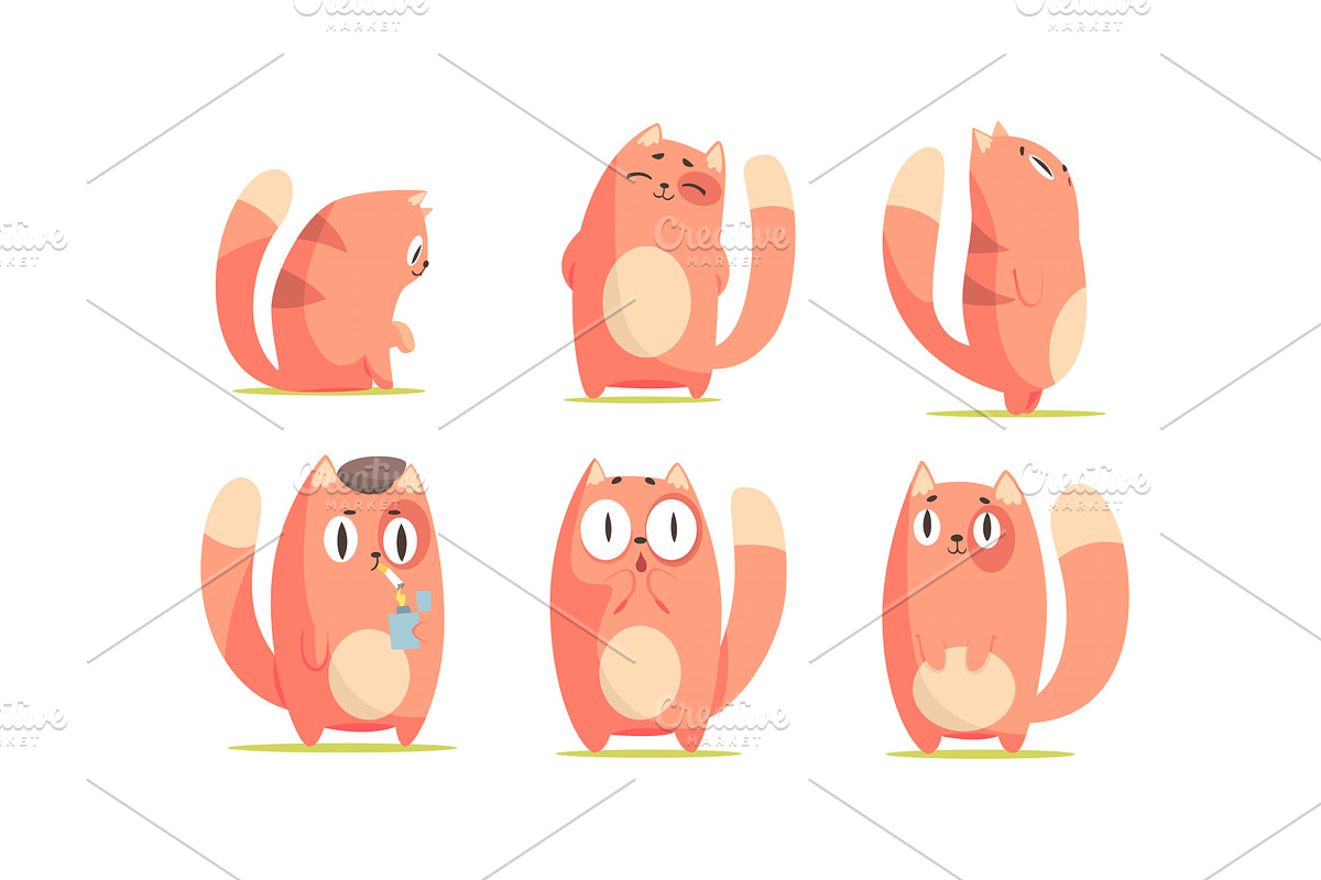 Cute Red Cartoon Cat Character, an Animal Illustration by TopVectors