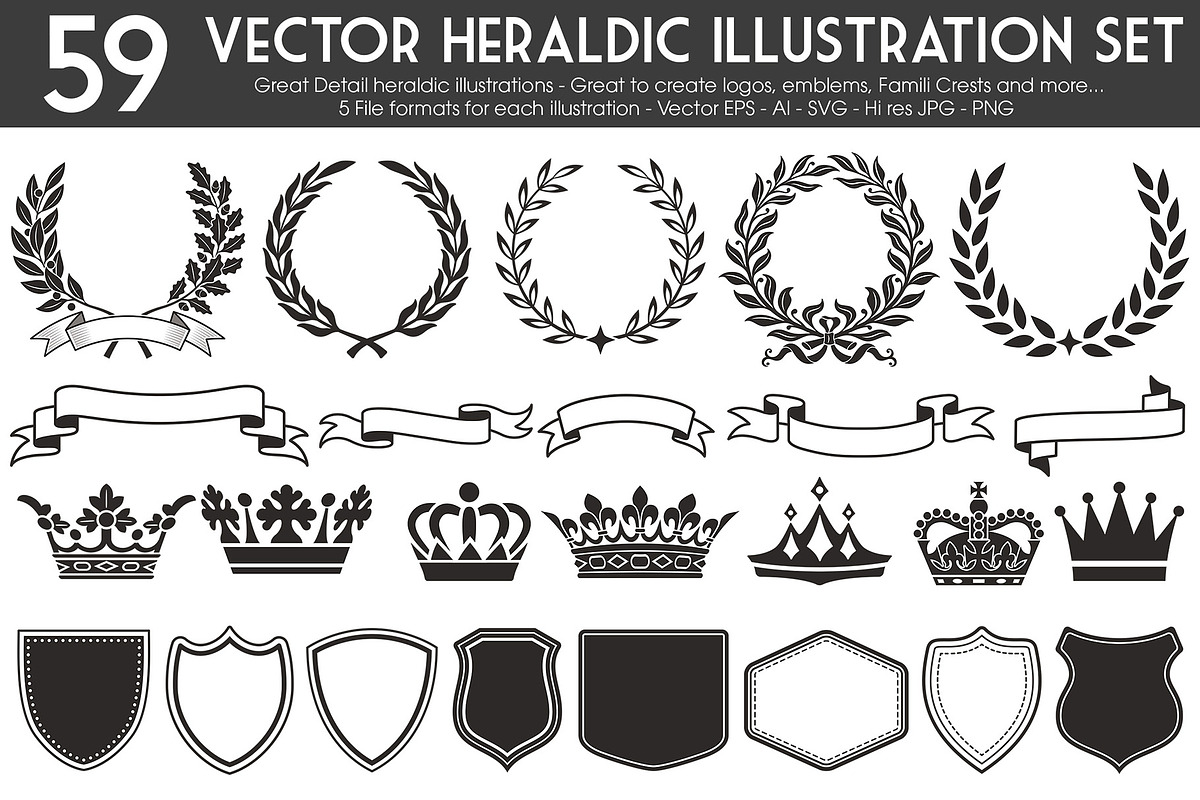 Vector Heraldic Illustration Set, an Animal Illustration by FourLeafLover (Photo 3 of 5)
