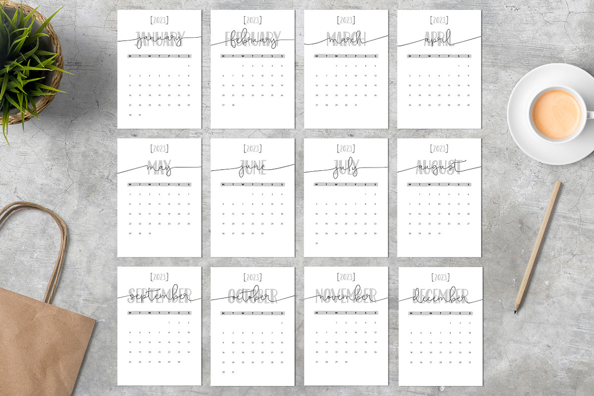 Calendar 2023 A4 Monday Start, a Templates & Theme by ZoollGraphics (Photo 2 of 2)