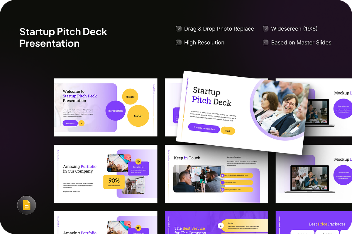 Startup Pitch Deck Google Slides, a Presentation Template by SquidPixey (Photo 1 of 7)