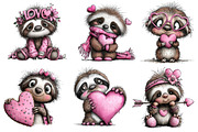 Valentine's Whimsical Sloth Clipart, an Illustration by Dream Creation (Thumbnail 6 of 8)