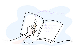 Hand with pen and book. The concept, a Person Illustration by Valenty