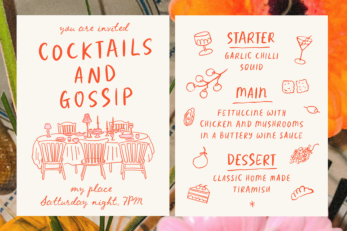 Cherry Cocktail Party Messy Font Duo, a Handwritten Font by Ayya Studio (Photo 9 of 15)