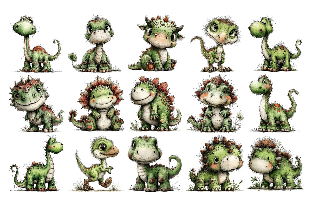 Dinosaur Watercolor Clipart PNG Set, an Animal Illustration by Nicolle's Colorful Art (Photo 2 of 3)