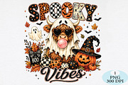 Spooky Vibes Highland Cow PNG, a Seasonal Illustration by Daily.Designs (Thumbnail 1 of 5)