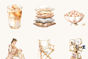 Watercolor Cozy Movie Night Clipart, an Object Illustration by BusyDaydesign (Thumbnail 5 of 9)