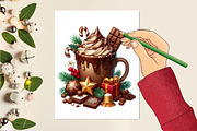Christmas Chocolate Coffee Clipart, a Work Illustration by Craft Nest (Thumbnail 2 of 5)