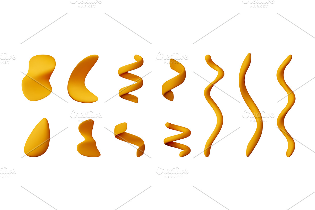 Set of yellow 3d party confetti, an Illustration by Abscent