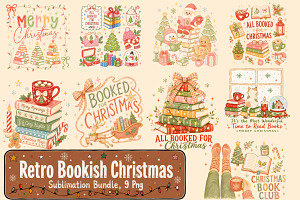 Retro Bookish Christmas Png Bundle, an Object Graphic by Daisy Design