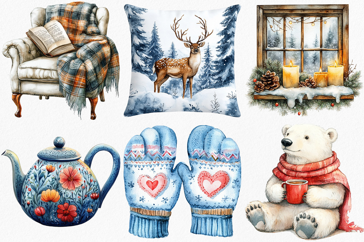 Watercolor Cozy Winter Wonderland, an Illustration by Canvas Craft (Photo 2 of 8)