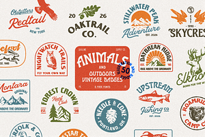 Animals & Outdoors Badges Vol. 1, a Branding & Logo Template by Skilline Supply Co.