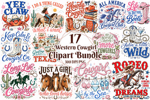 Western Cowgirl & Cowboy Clipart, a Seasonal Illustration by OK Design