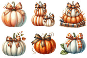 Watercolor Fall Bow Pumpkins Clipart, an Illustration by Libby Wishes (Thumbnail 4 of 7)