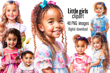 Little girls clipart