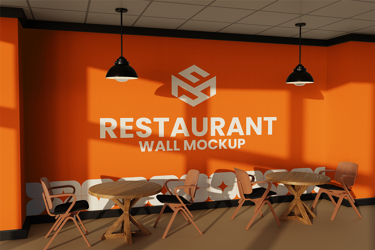 Restaurant Wall Mockup, an Advertising Mockup by sweetmaroon.studio (Photo 1 of 4)