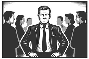 Confident leader standing out among, a Person Illustration by AlexArt