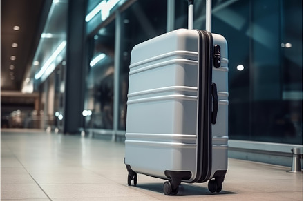 Airport travel bag. Generate Ai, a Transportation Photo by Ylivdesign