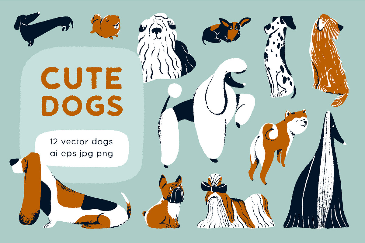 Cute dogs of different breeds set, an Animal Illustration by PaperTrident (Photo 1 of 6)