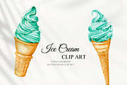 Watercolor Ice Cream set, a Food Illustration by CrystalinaShop (Thumbnail 5 of 5)