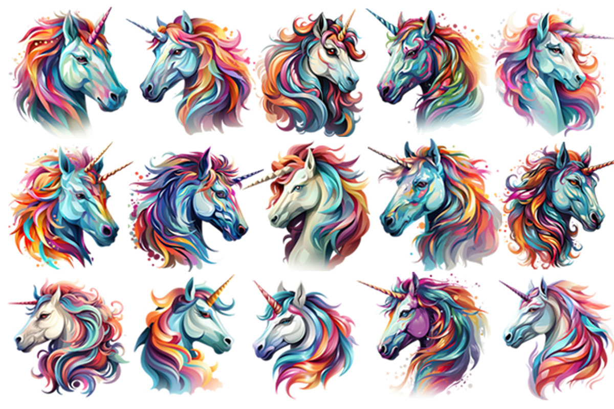 40 Watercolor Cute Unicorn Clipart, an Animal Illustration by Creative Arslan (Photo 3 of 7)