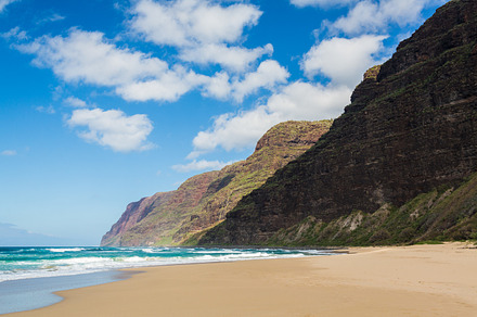 Polihale beach in kauai featuring beach, cliffs, and coastline, a Nature Photo by Backyard Stock
