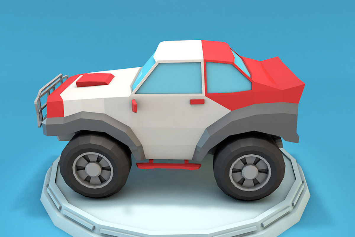 Cartoon Racing Jeep Low Poly, a Cars & Vehicle 3D Model by Low Poly Lab (Photo 3 of 7)