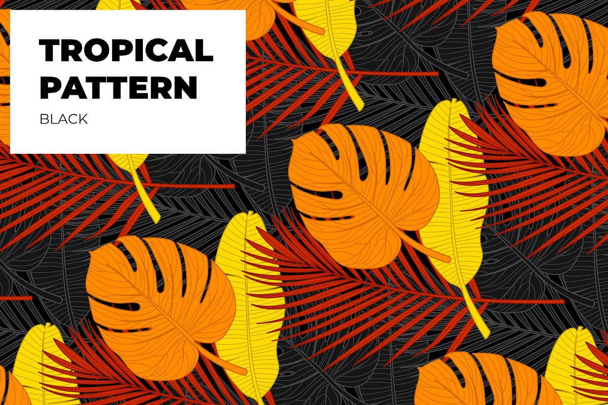Black tropical seamless pattern, a Pattern Graphic by Exit Graphic Shop (Photo 1 of 3)