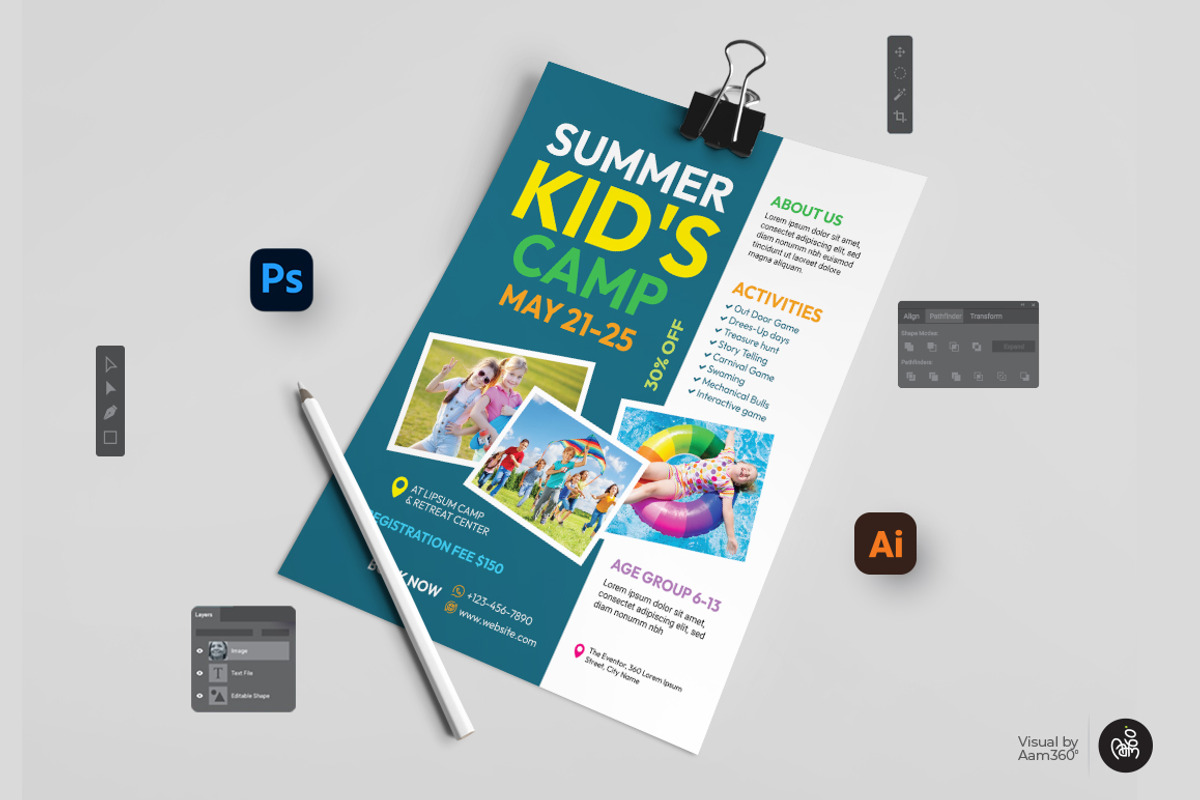 Summer Camp Flyer Template, a Flyer Template by Aam360 (Photo 3 of 3)