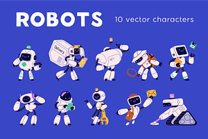 Cute AI robot characters set, a Technology Illustration by Good Studio