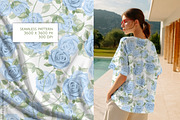 Blue & Pink Watercolor Roses Pattern, a Pattern Graphic by Gribanessa (Thumbnail 3 of 4)