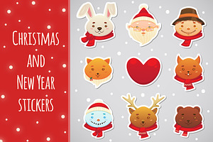 Christmas and New year stickers