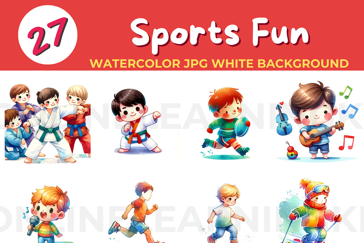 27 Sports Fun watercolor JPG white b, a Sport Illustration by John_Walker (Photo 3 of 3)