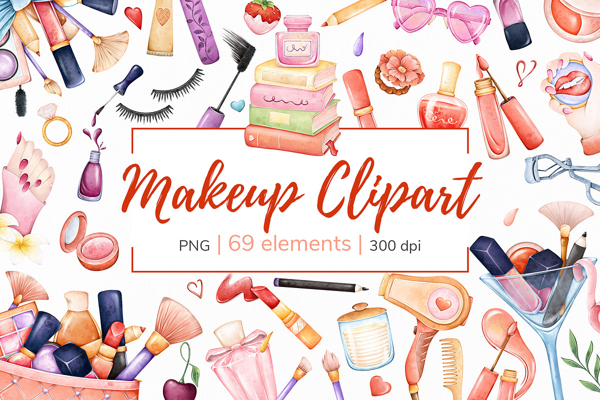 Watercolor Makeup Clipart PNG, an Object Illustration by Mespilia (Photo 1 of 5)